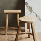 Rectangular stool in raw elm