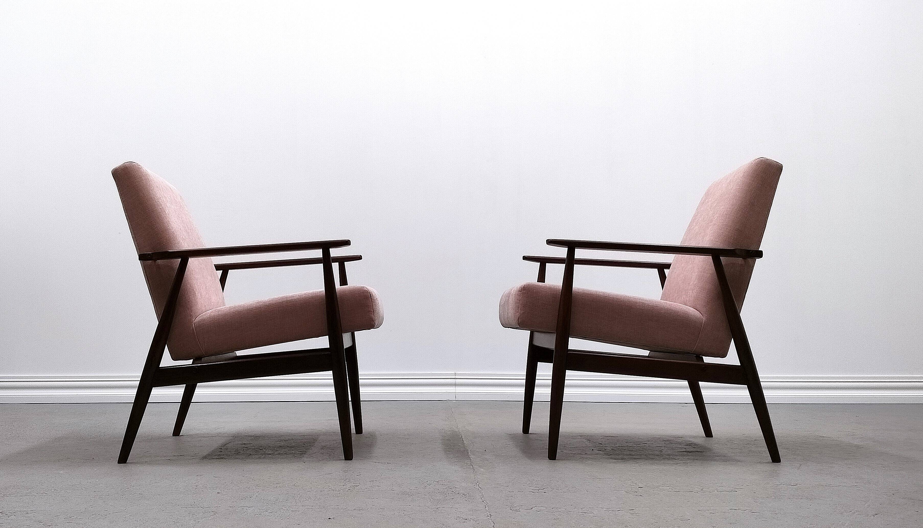 1960 Henryk Lis Mid Century Armchair in Pink