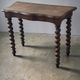 Console in carved solid oak with twisted turned legs, 1890