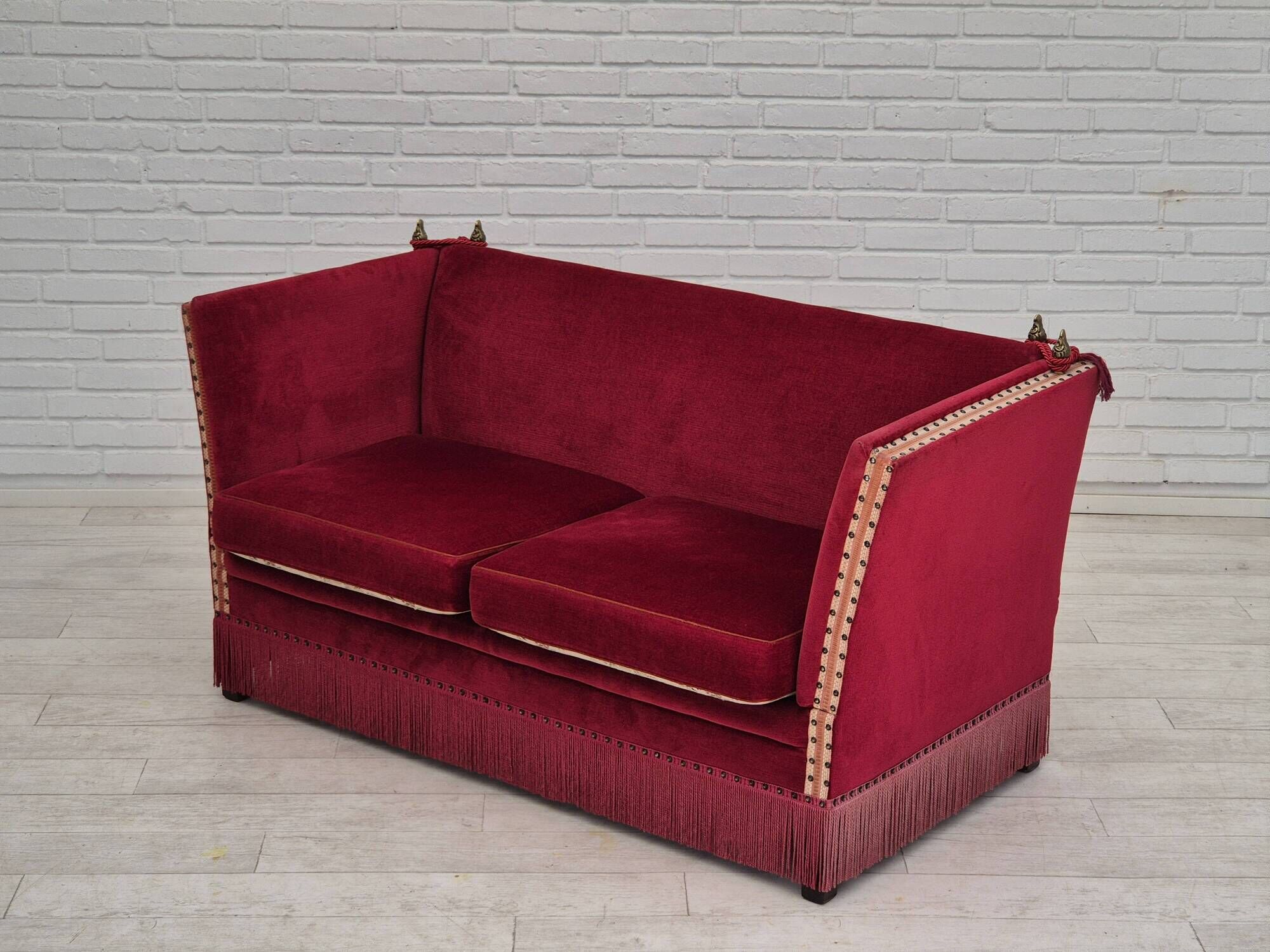 1970s, Danish 2 seater sofa, original condition, furniture velour, ash wood.