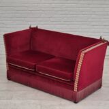1970s, Danish 2 seater sofa, original condition, furniture velour, ash wood.