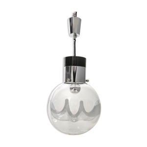 suspension en verre de Murano et métal verni de Toni Zuccheri pour Venini, Italie
