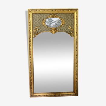 Trumeau doré au miroir biseauté 129×72