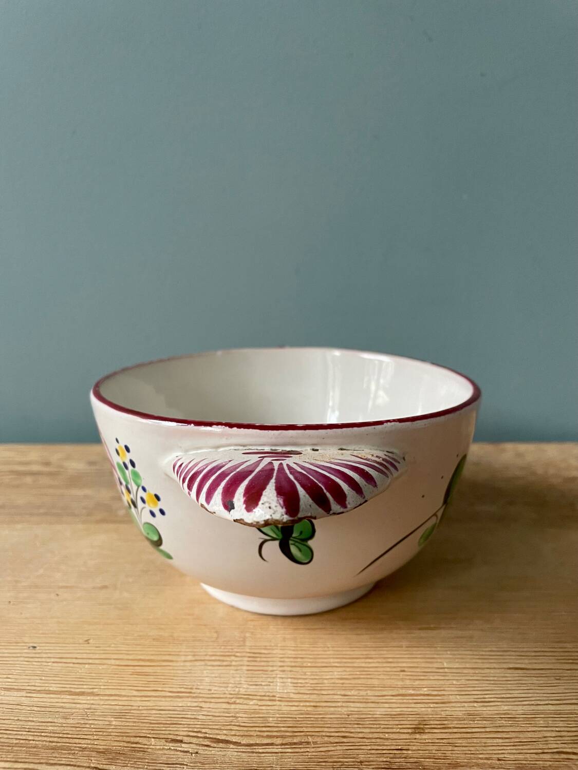 Old 19th century eared bowl, Eastern earthenware
