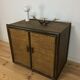2-door woven rattan dresser, 70s