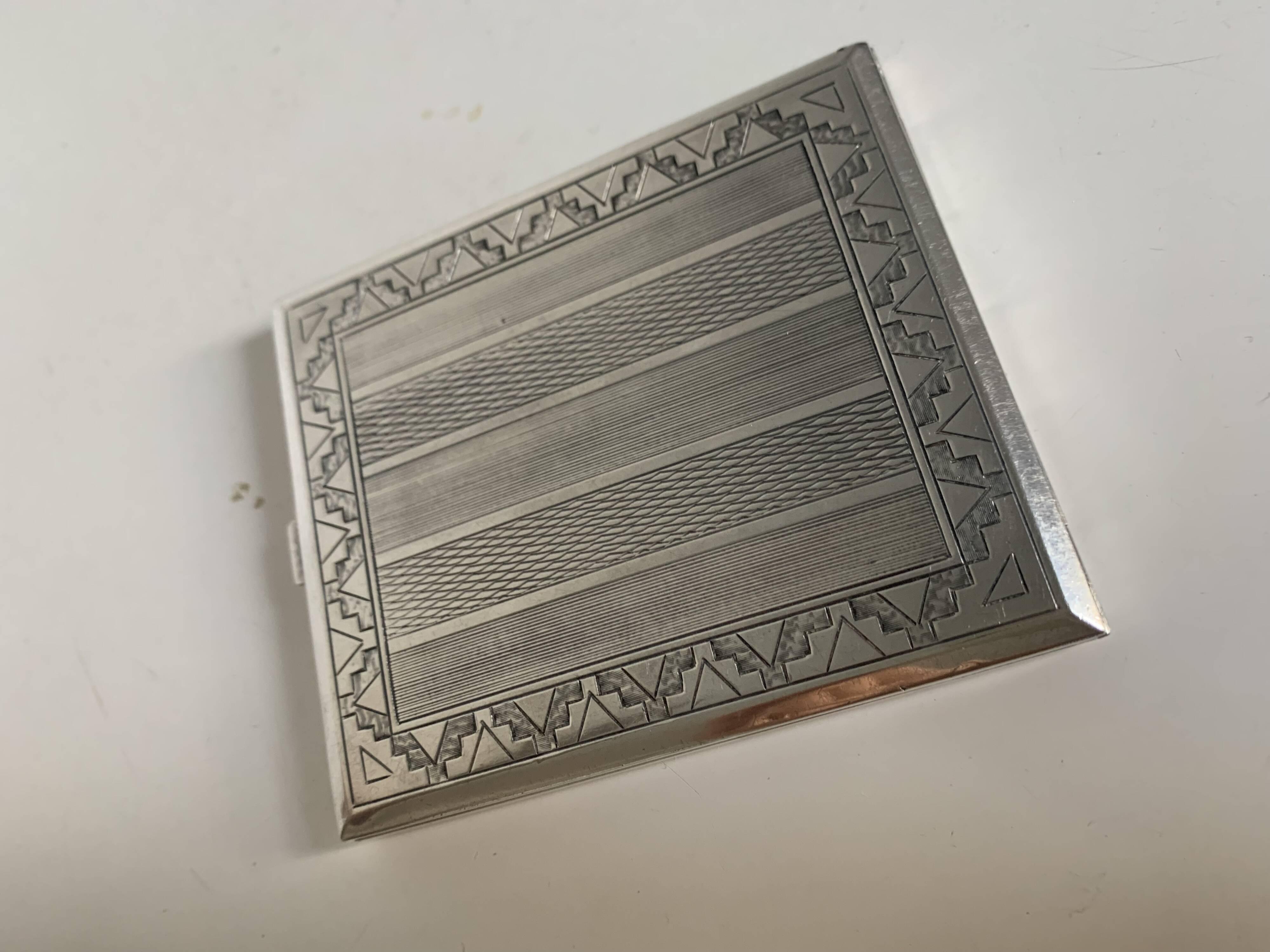 Vintage 1930 cigarette case Inca sterling silver 925 - 9.8 x 8.4 cm