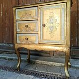 Commode Florentine dorée style Hollywood Regency années 60