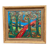Original Swedish Oil on Canvas – “Coloristic Composition” by Constantine – Signed – Vintage & Framed – 78 × 67 cm (30.7" × 26.4")