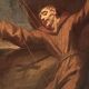 Old oil painting on canvas depicting Saint Francis in ecstasy