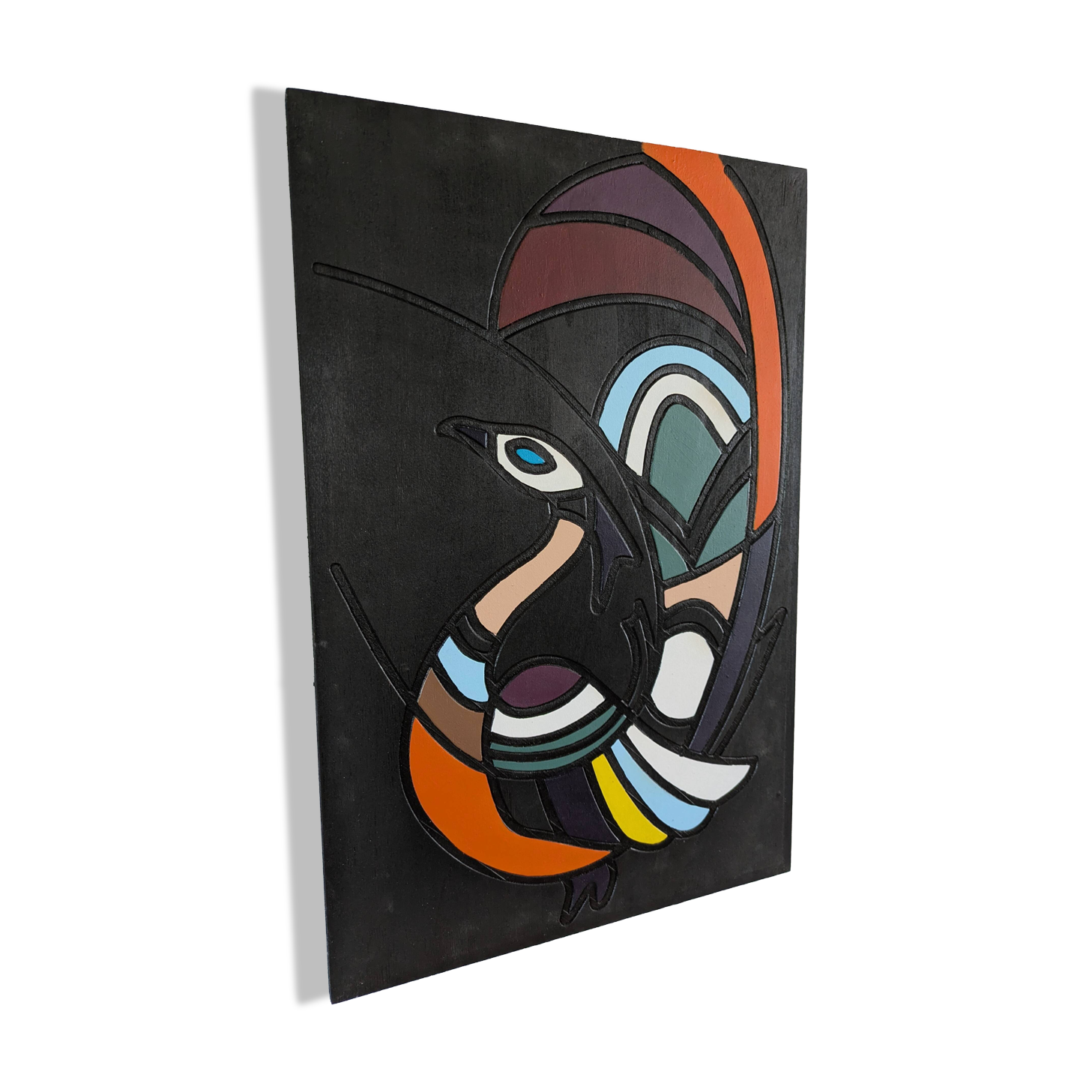 Carved tribal animal art painting