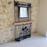 Art deco wrought iron coat holder