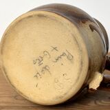Small speckled beige stoneware milk pitcher from the 70s