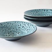 Service assiettes et plats fat lava bleu