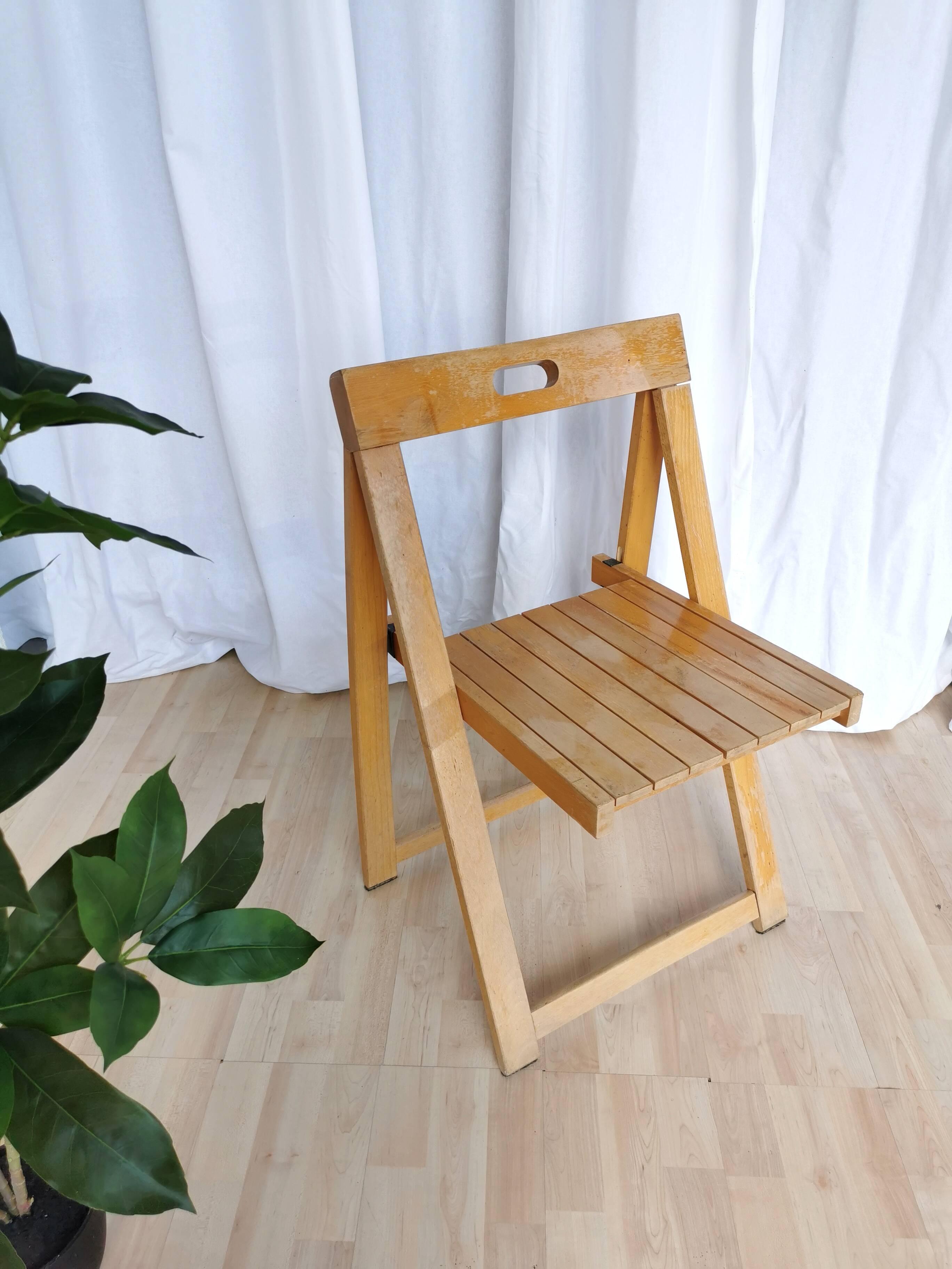 Vintage Trieste Folding Wooden Chair by Aldo Jacober, 1970s