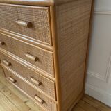 Vintage rattan chest of drawers