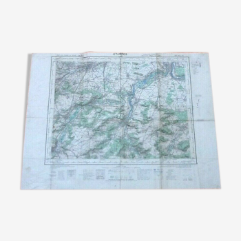 Carte géographique de 1953 (Type1922) Etampes (Essonne) dessinée et publiée par l' Institut Géog