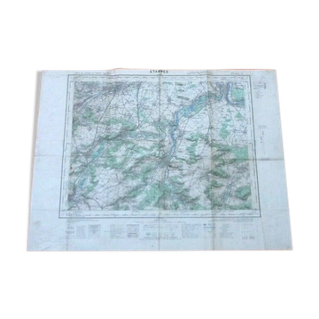 Carte géographique de 1953 (Type1922) Etampes (Essonne) dessinée et publiée par l' Institut Géog