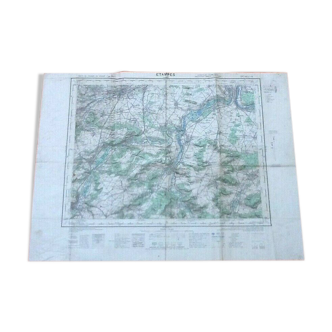 Carte géographique de 1953 (Type1922) Etampes (Essonne) dessinée et publiée par l' Institut Géog
