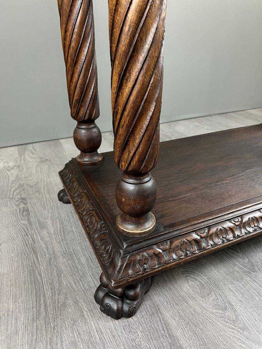 Carved and polychrome wooden secretary, Neo-Renaissance style, 19th century