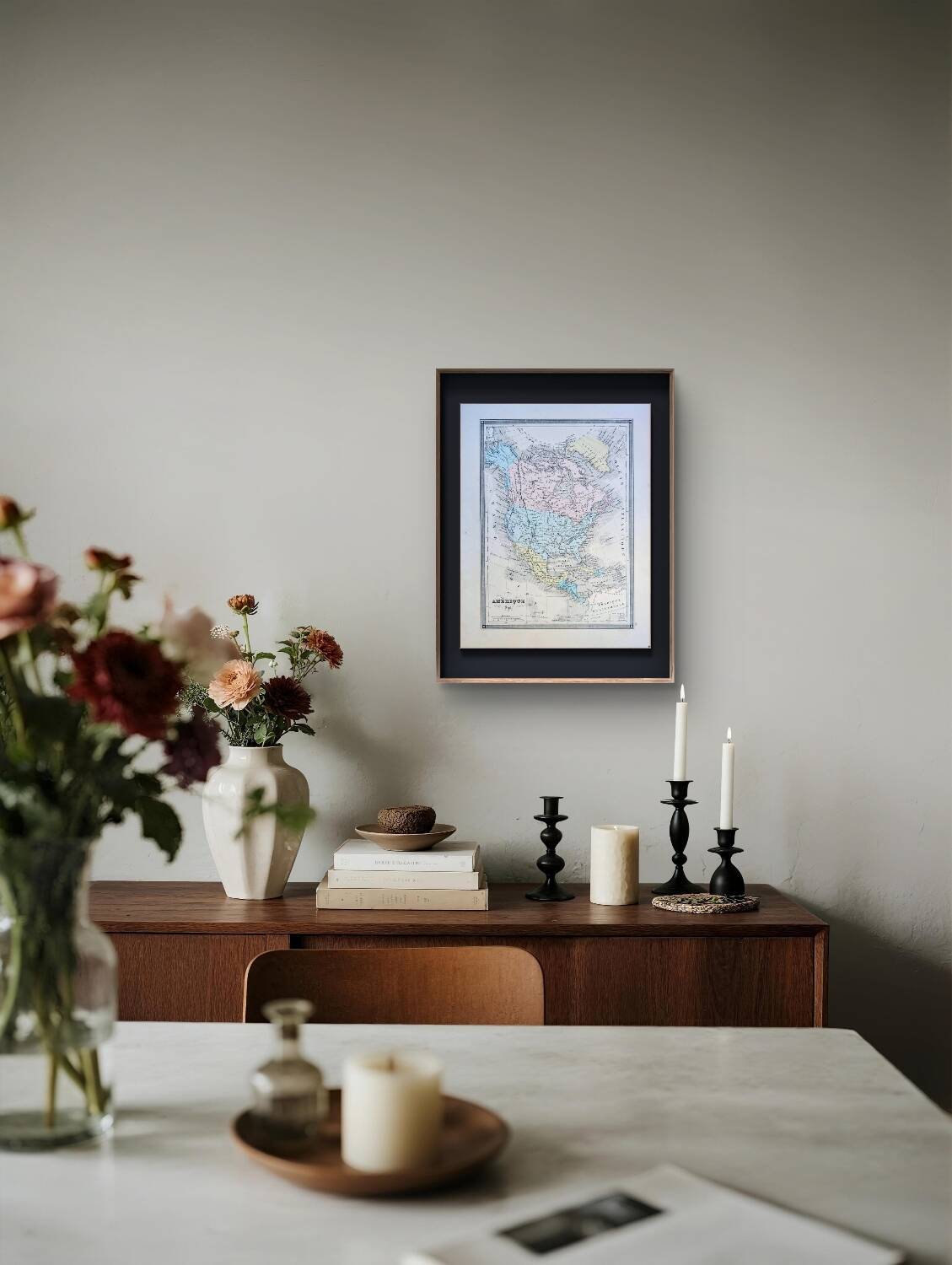 North America, old map, printed in 1852.