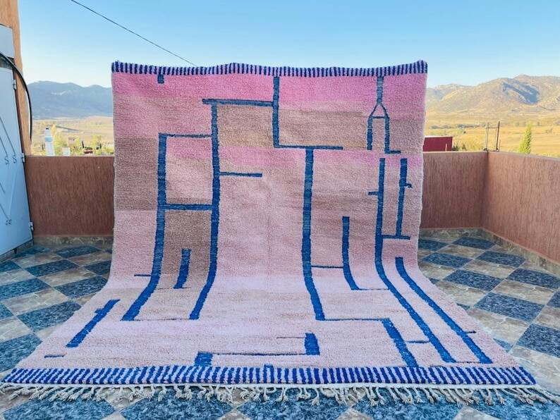 Pink Beni Ourine rug 300cm x 400cm