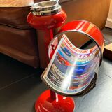 Red magazine ashtray on stand from the 70s