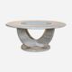 Table basse ronde travertin et vitre, Italie, 1970.