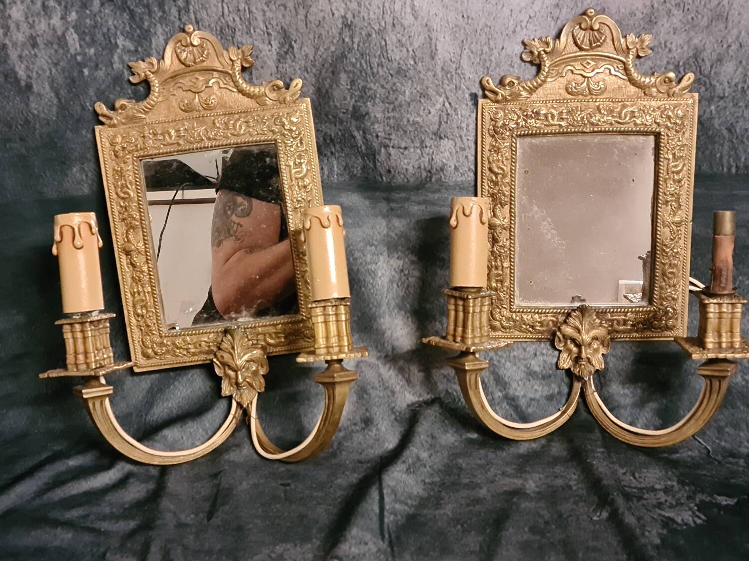 France 19th century pair of finely chiseled bronze sconces