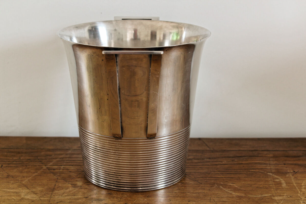 Art Deco champagne bucket, silver metal