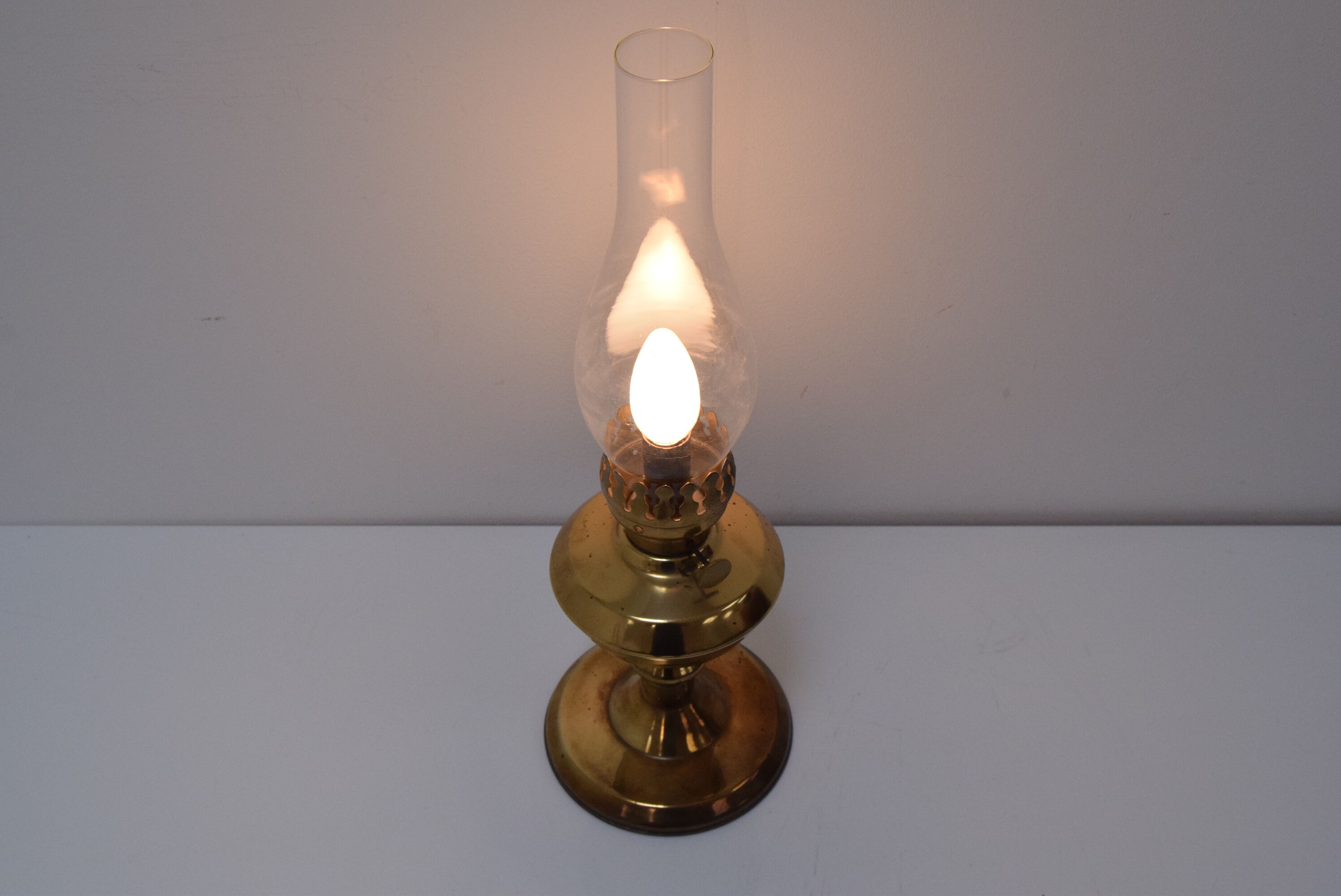 Vintage brass table lamp, czechoslovakia, 1950's.