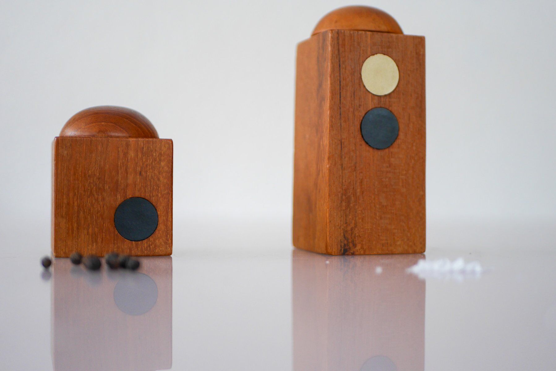 Set of Danish modernist teak salt and pepper shakers, set of 2.