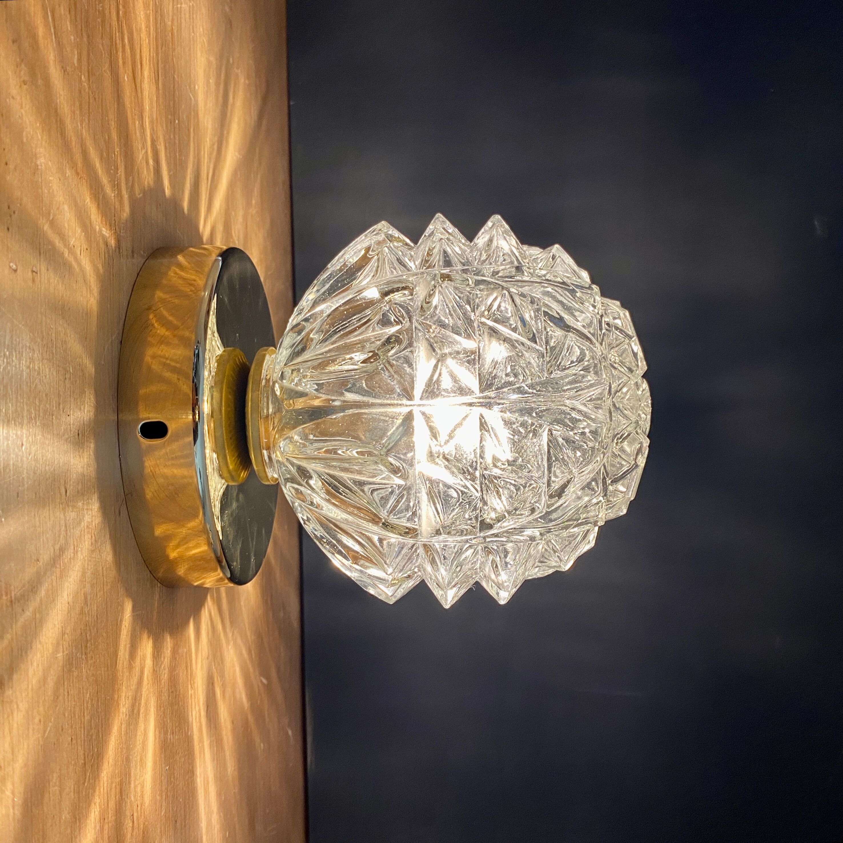 Vintage globe wall lamp, ceiling lamp in molded glass