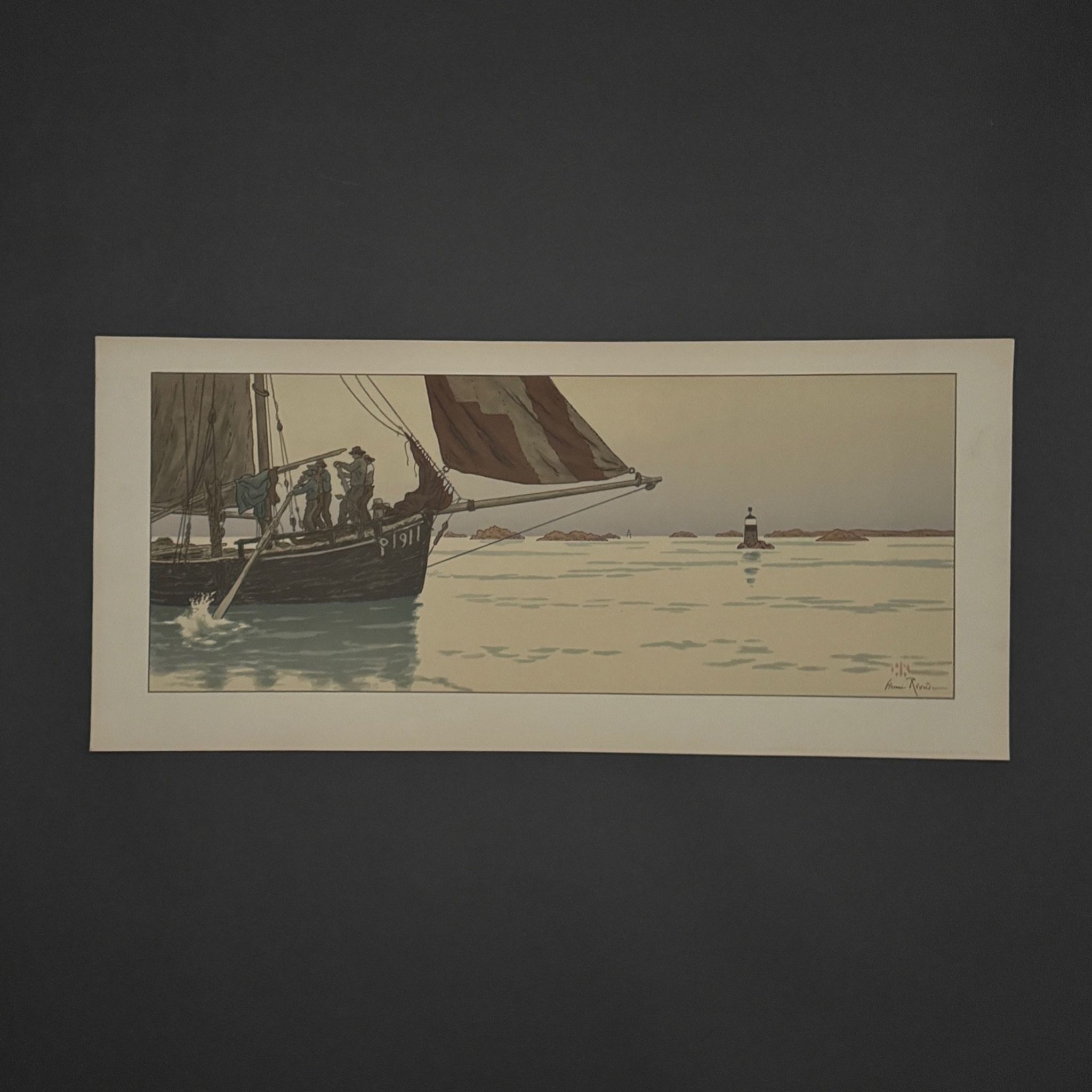 Lithograph by Henri Rivière The Enchantment of the Hours - The Calm Sea