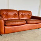 Canapé 2 places vintage danois en cuir cognac du milieu du siècle par Sigurd Resell