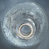 Carafe cristal gravé, col argent, art déco