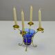 Brass and Cobalt Blue Glass Candle Holder, Sweden, 1960s