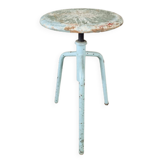 Vintage swivel stool light blue