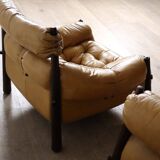 Percival Lafer MP-81 lounge chairs in yellow leather, Brazil 1970s