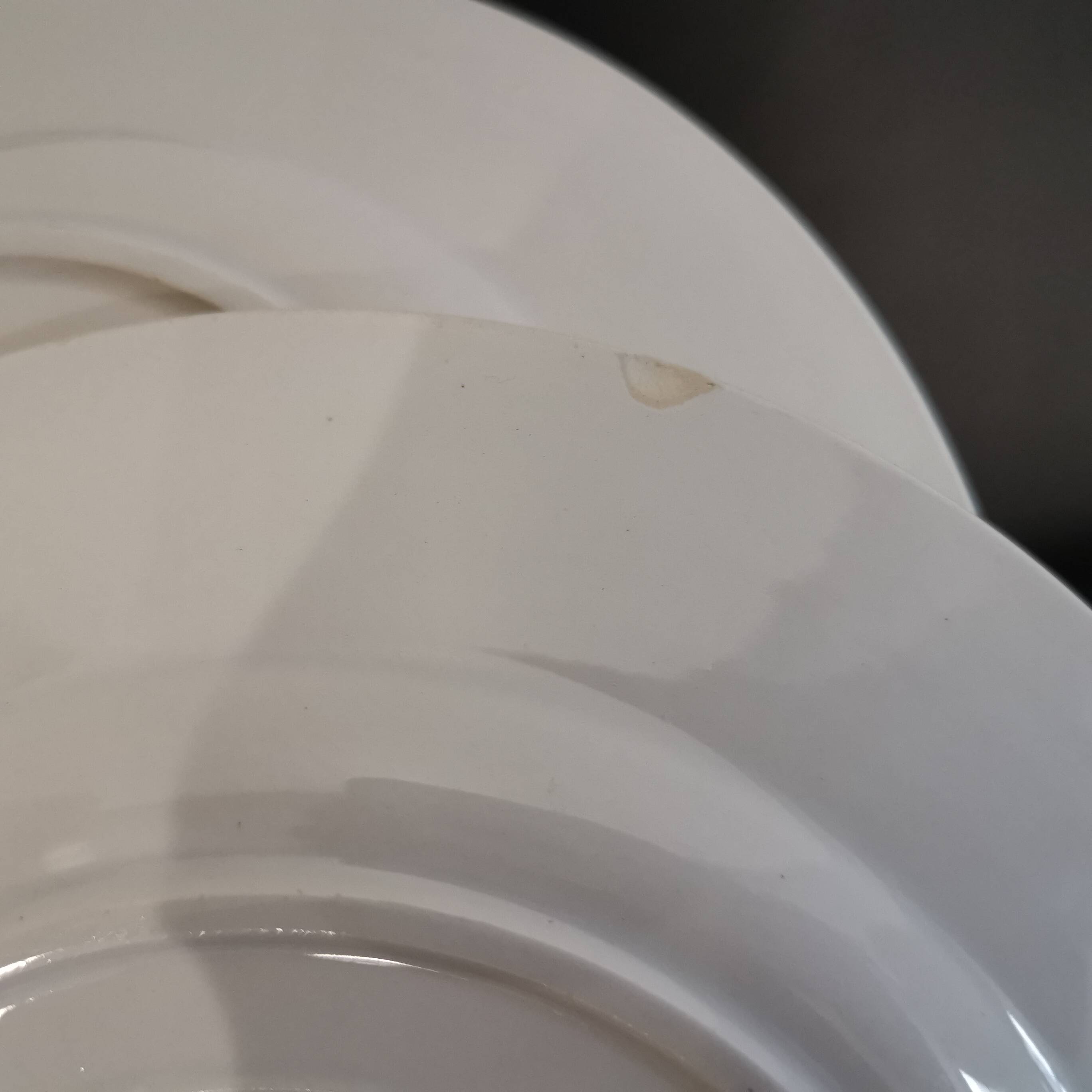 6 dessert plates from the 50s in yellow & black Badonviller earthenware