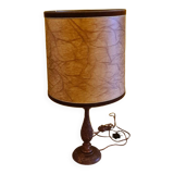 Teak table lamp with carvings from around the 1960s