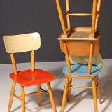 Mid century color dining chairs  1960´s, Czechoslovakia, set of 18