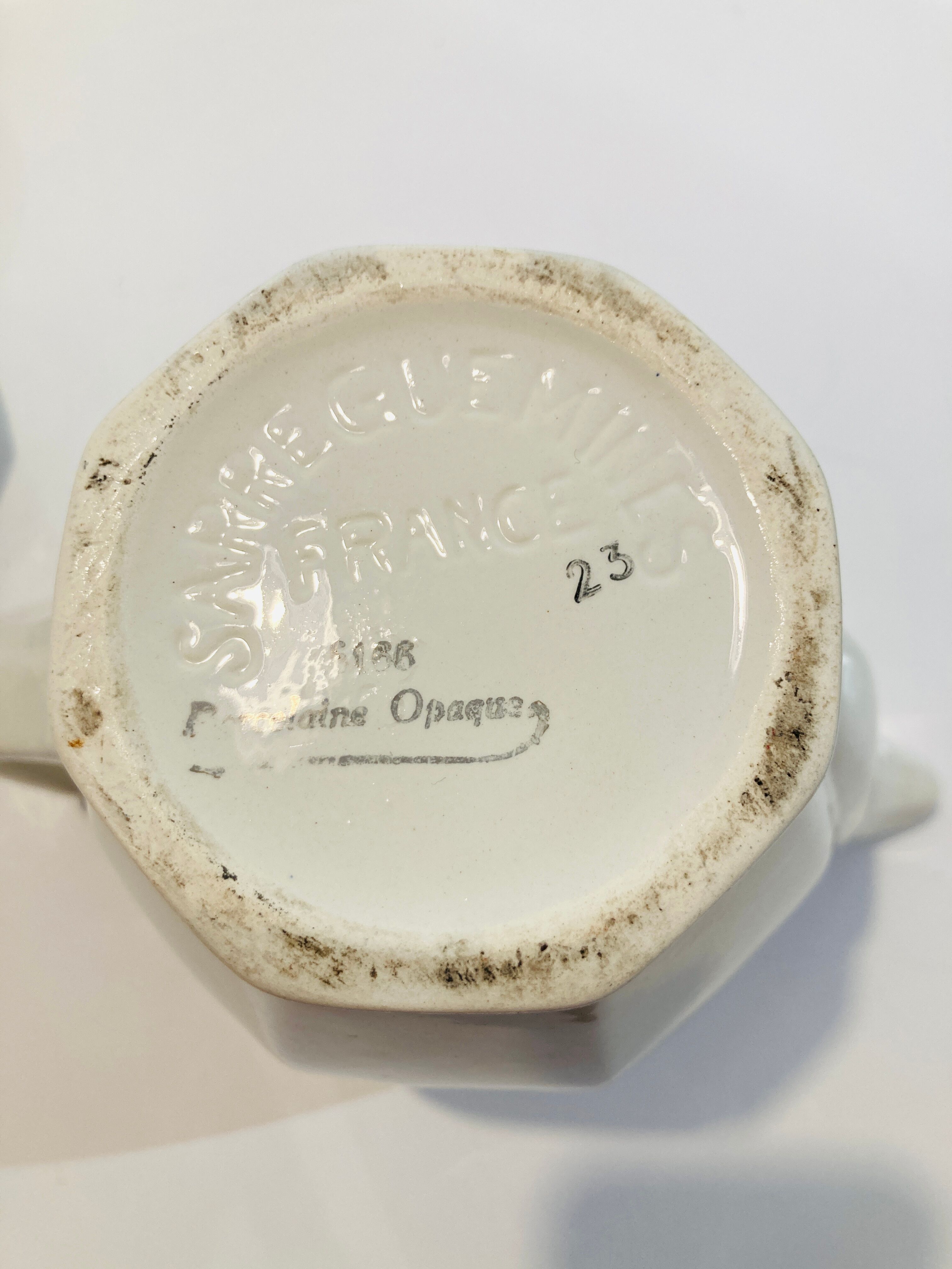 Teapot coffee maker & milk jar Sarreguemines france