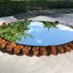Round mirror edge handcrafted wood petals