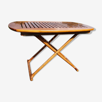 Teak table adjustable in 2 heights