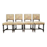 Suite de 4 chaises style Louis XIII en chene vers 1850