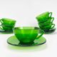 6 Large Vereco cups and saucers emerald green 70s