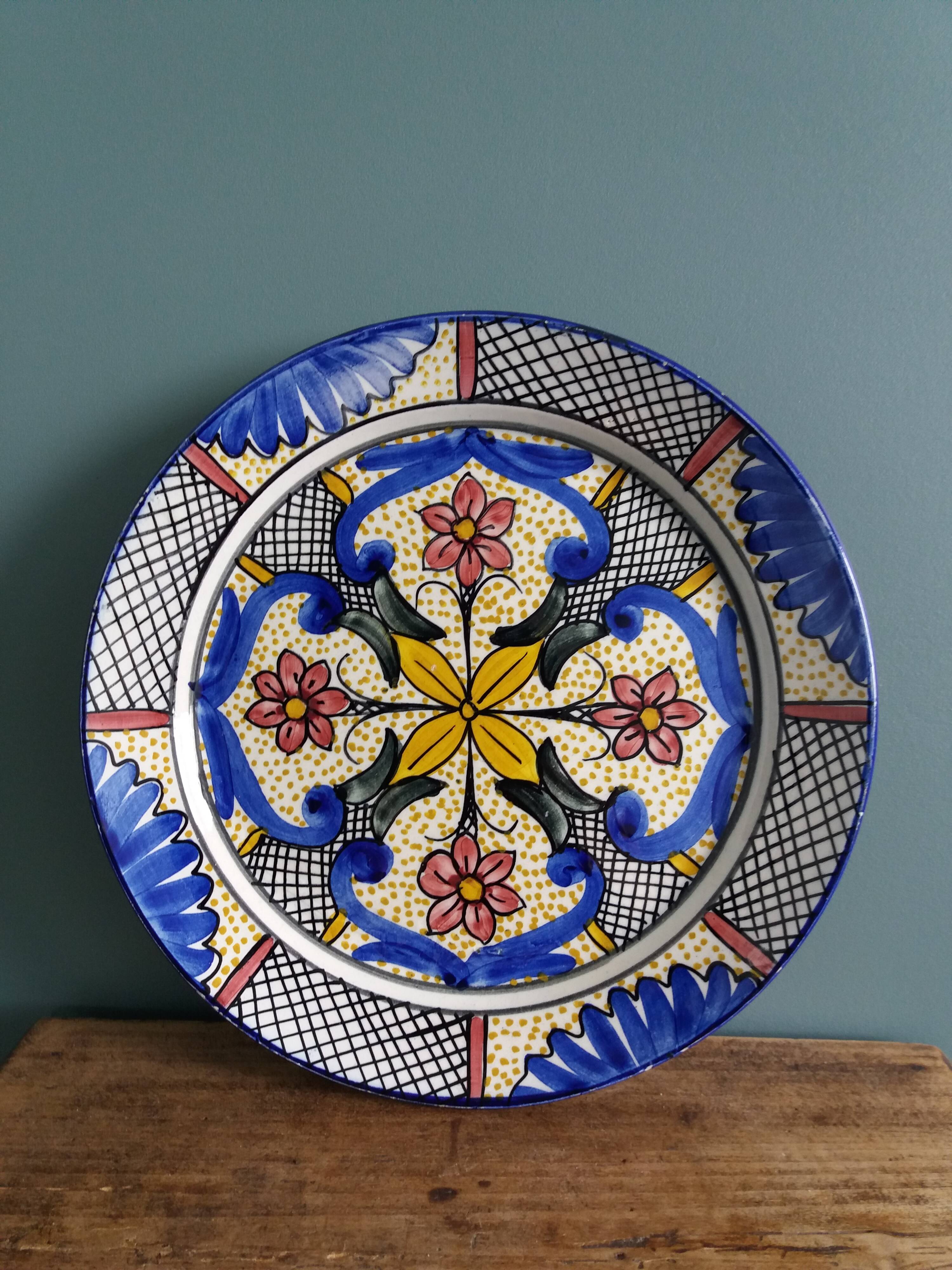 Hand painted decorative wall plate, Spain
