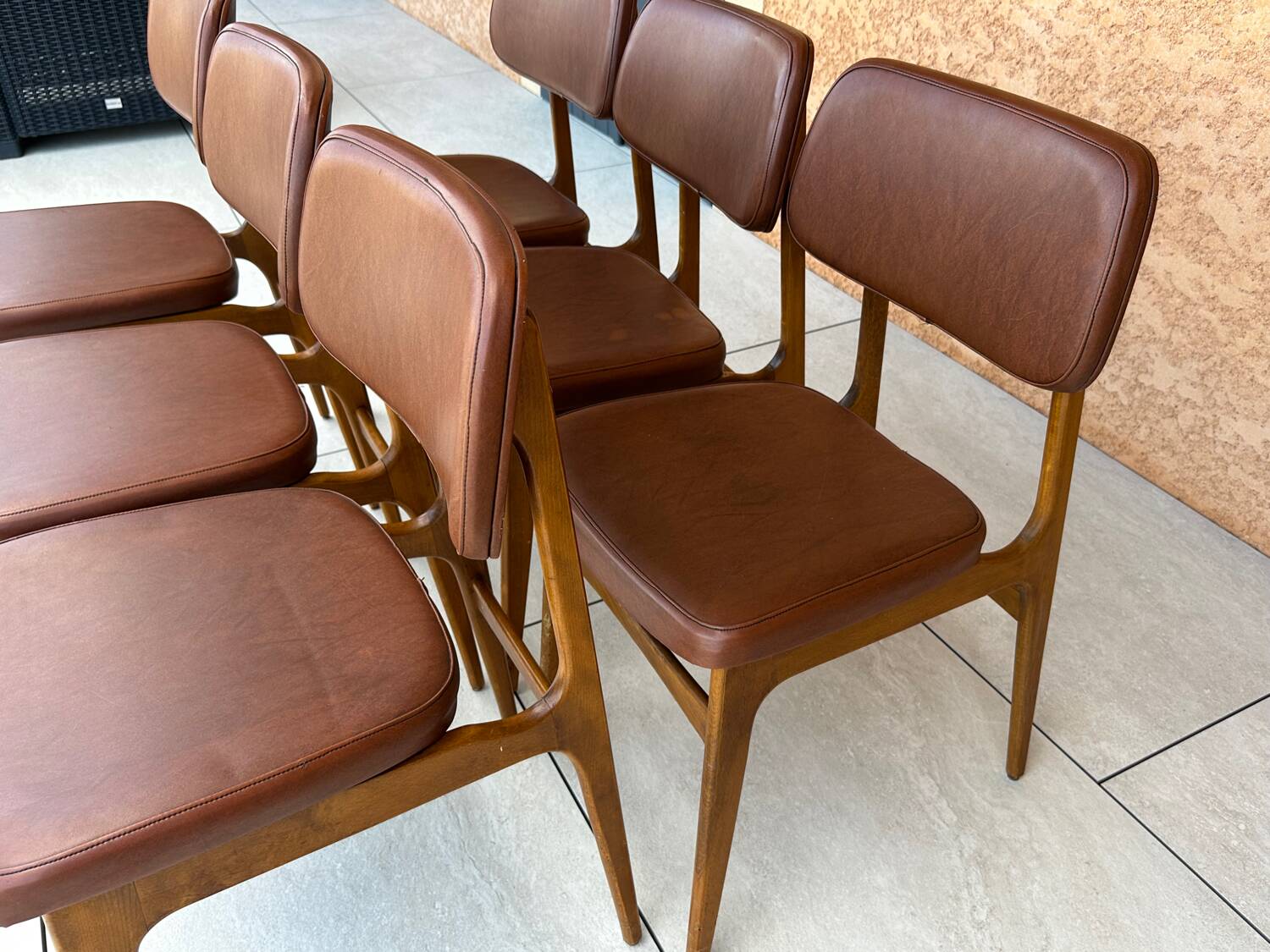 Set of 6 vintage Scandinavian dining chairs from the 1970s.