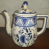 Ancien service à café en Faïence Henriot Quimper à décor floral et élégant bleu