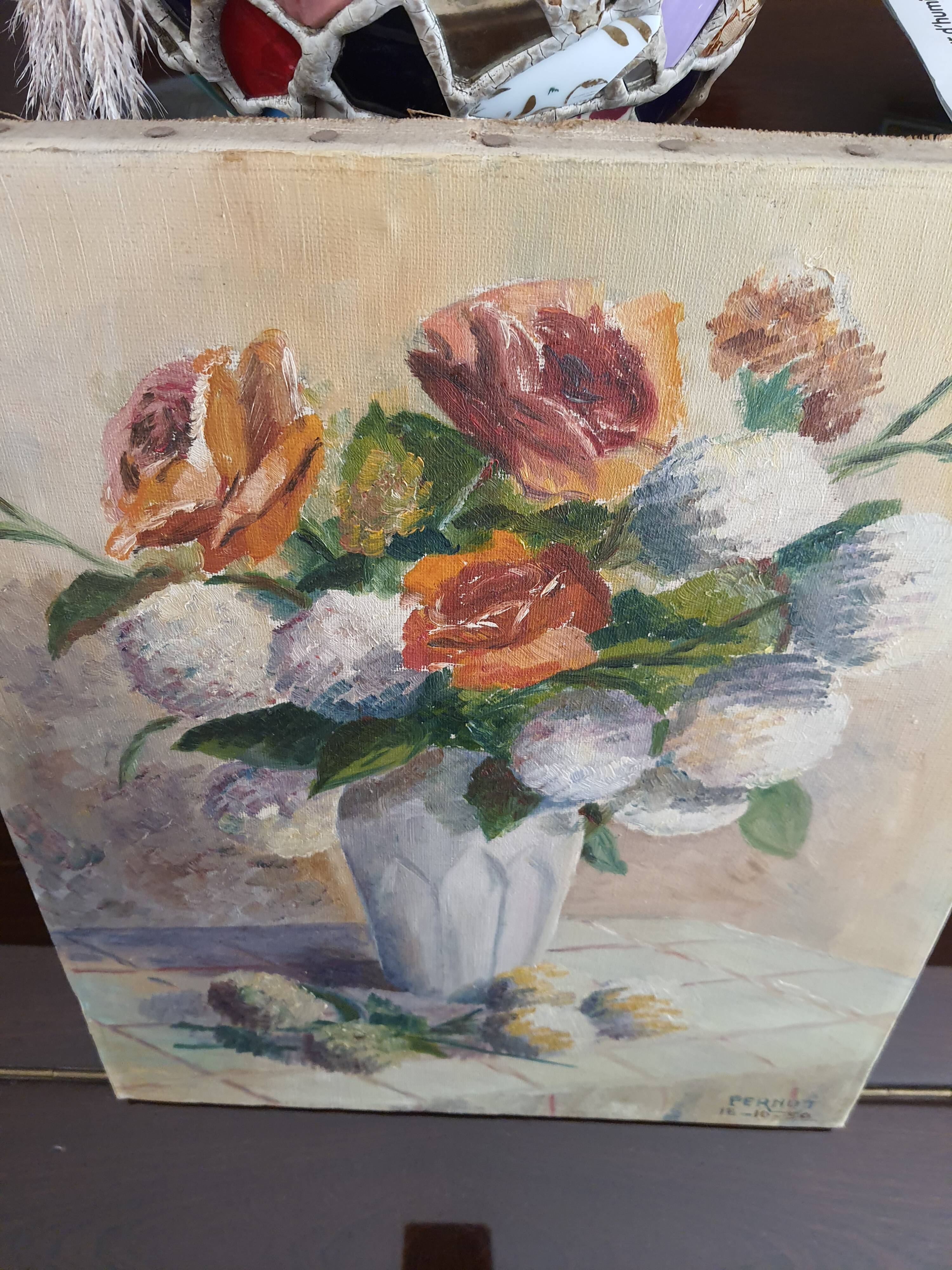 Painting on canvas flowers